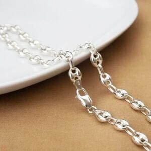 925 Sterling Silver Hollow Puffed Mariner Chain, Thick Chain, Gift for Her